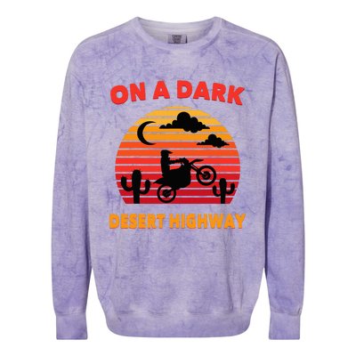 Desert On A Dark Desert Highway Mojave Cactus Retro Colorblast Crewneck Sweatshirt