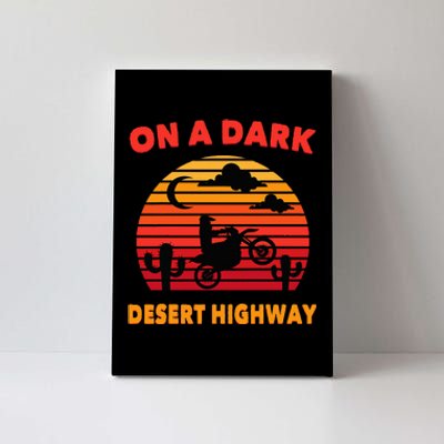 Desert On A Dark Desert Highway Mojave Cactus Retro Canvas