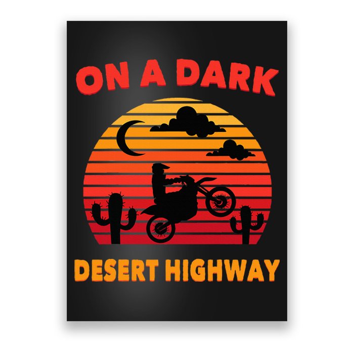 Desert On A Dark Desert Highway Mojave Cactus Retro Poster