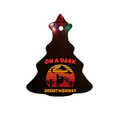 Desert On A Dark Desert Highway Mojave Cactus Retro Ceramic Tree Ornament