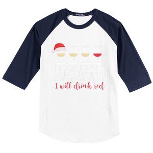 Dreaming Of A White Christmas But ILl Red Wine Meme Gift Baseball Sleeve Shirt