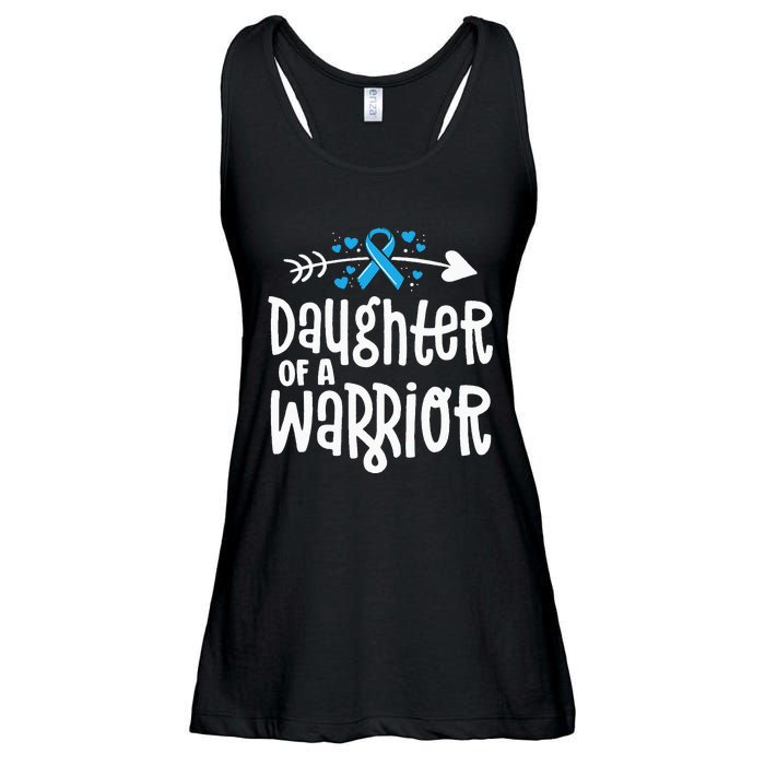 Daughter Of A Warrior Prostate Cancer Blue Ribbon Awareness Ladies Essential Flowy Tank