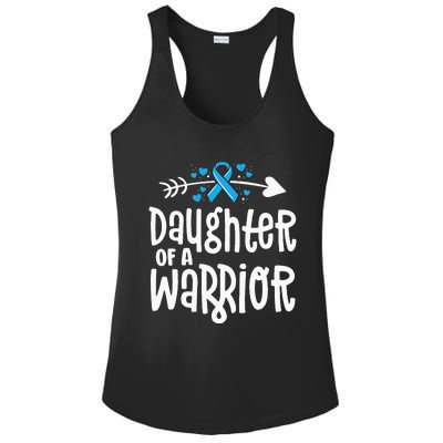 Daughter Of A Warrior Prostate Cancer Blue Ribbon Awareness Ladies PosiCharge Competitor Racerback Tank