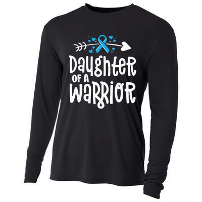 Daughter Of A Warrior Prostate Cancer Blue Ribbon Awareness Cooling Performance Long Sleeve Crew