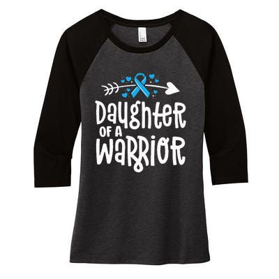 Daughter Of A Warrior Prostate Cancer Blue Ribbon Awareness Women's Tri-Blend 3/4-Sleeve Raglan Shirt