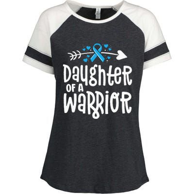 Daughter Of A Warrior Prostate Cancer Blue Ribbon Awareness Enza Ladies Jersey Colorblock Tee