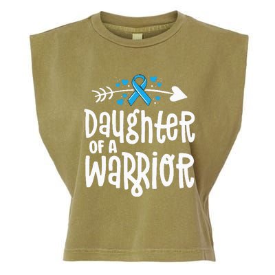 Daughter Of A Warrior Prostate Cancer Blue Ribbon Awareness Garment-Dyed Women's Muscle Tee