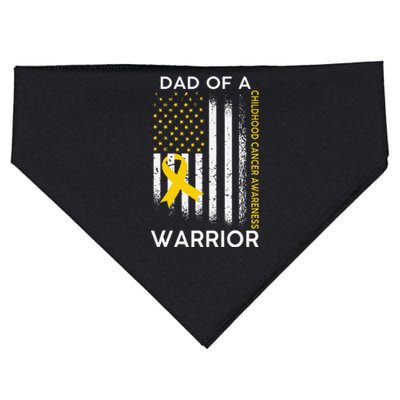 Dad Of A Warrior Childhood Cancer Awareness flag Ribbon USA-Made Doggie Bandana