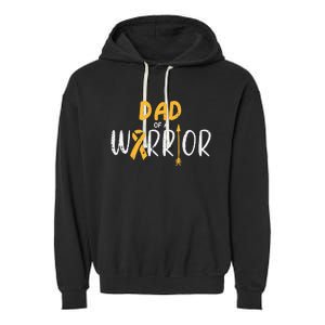 Dad Of A Warrior Childhood Cancer Ribbon Awareness Family Garment-Dyed Fleece Hoodie