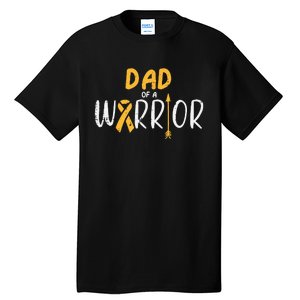 Dad Of A Warrior Childhood Cancer Ribbon Awareness Family Tall T-Shirt