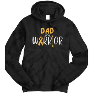 Dad Of A Warrior Childhood Cancer Ribbon Awareness Family Tie Dye Hoodie