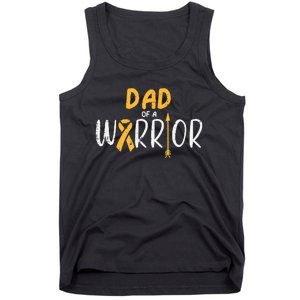 Dad Of A Warrior Childhood Cancer Ribbon Awareness Family Tank Top