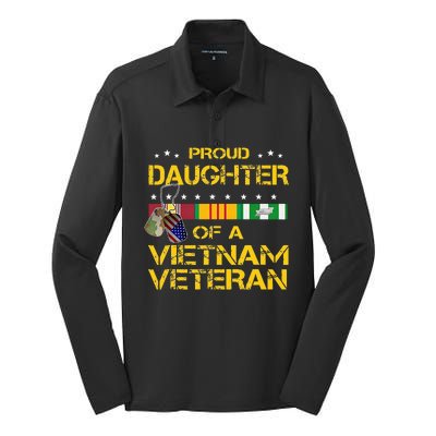 Daughter Of A Vietnam Veteran Im Proud My Dad Silk Touch Performance Long Sleeve Polo