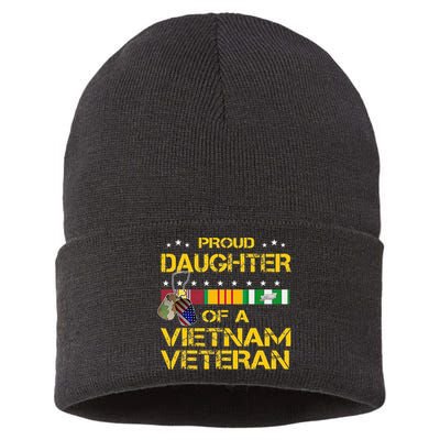 Daughter Of A Vietnam Veteran Im Proud My Dad Sustainable Knit Beanie