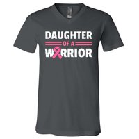 Daughter Of A Warrior Breast Cancer Awareness V-Neck T-Shirt