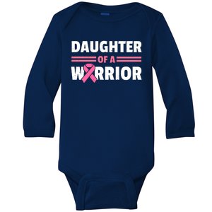 Daughter Of A Warrior Breast Cancer Awareness Baby Long Sleeve Bodysuit