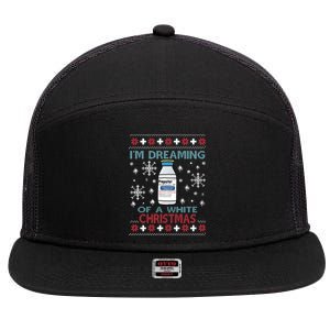 Dreaming Of A White Christmas Propofol Ugly Xmas Sweater Great Gift 7 Panel Mesh Trucker Snapback Hat