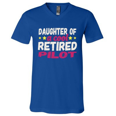 Daughter Of A Cool Retired Pilot Gift V-Neck T-Shirt