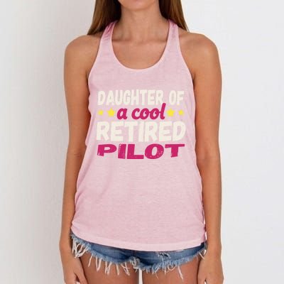 Daughter Of A Cool Retired Pilot Gift Women's Knotted Racerback Tank