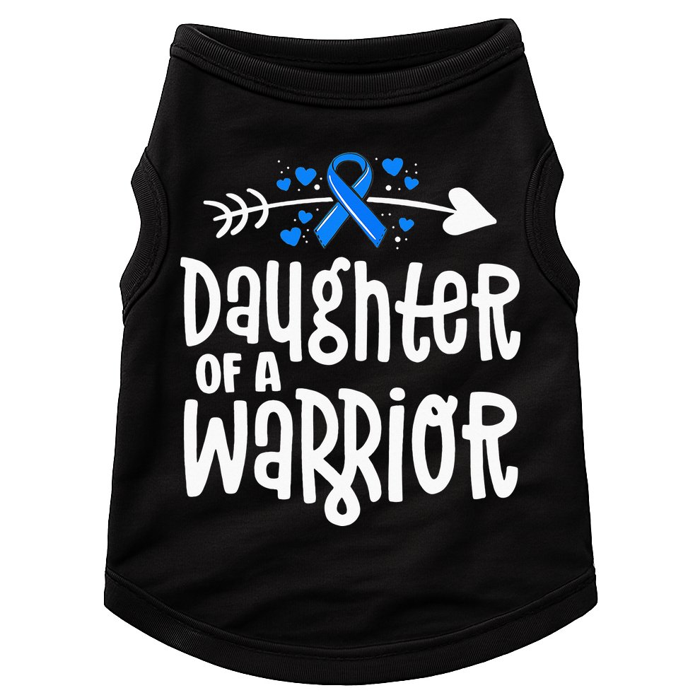 Daughter Of A Warrior ALS Family Blue Ribbon Awareness Doggie Tank
