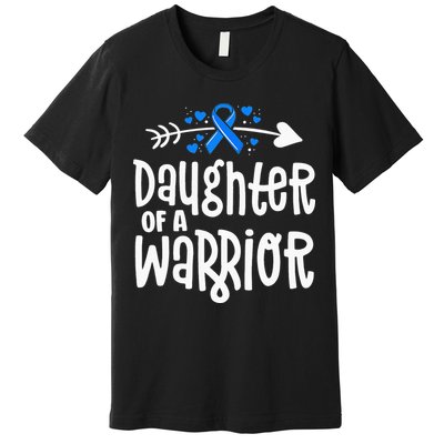 Daughter Of A Warrior ALS Family Blue Ribbon Awareness Premium T-Shirt