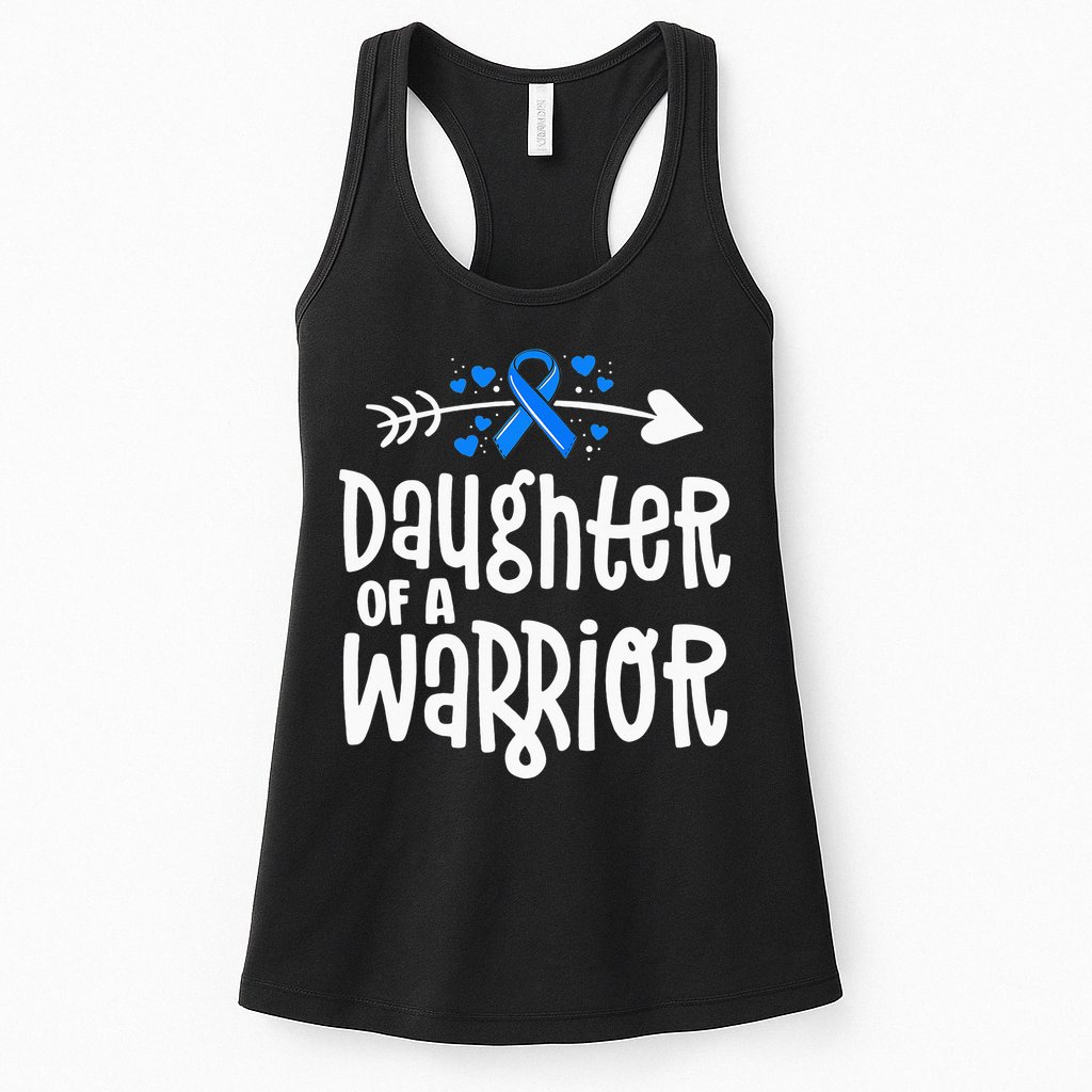 Daughter Of A Warrior ALS Family Blue Ribbon Awareness Womens Tank Top