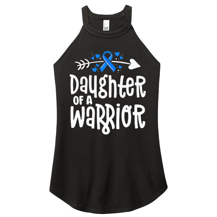 Daughter Of A Warrior ALS Family Blue Ribbon Awareness Women's Perfect Tri Rocker Tank