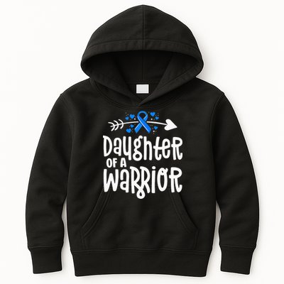 Daughter Of A Warrior ALS Family Blue Ribbon Awareness Kids Hoodie