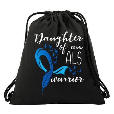 Daughter Of An ALS Warrior ALS Support Squad Drawstring Bag