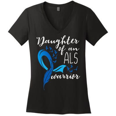 Daughter Of An ALS Warrior ALS Support Squad Women's V-Neck T-Shirt