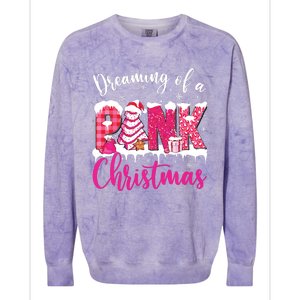 Dreaming Of A Pink Christmas Tree Cakes Xmas Holiday Pajamas Colorblast Crewneck Sweatshirt