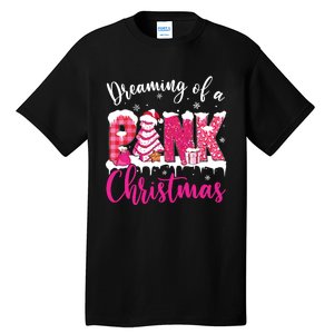 Dreaming Of A Pink Christmas Tree Cakes Xmas Holiday Pajamas Tall T-Shirt