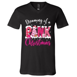 Dreaming Of A Pink Christmas Tree Cakes Xmas Holiday Pajamas V-Neck T-Shirt