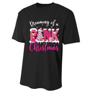 Dreaming Of A Pink Christmas Tree Cakes Xmas Holiday Pajamas Performance Sprint T-Shirt