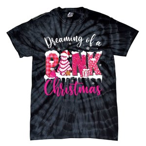 Dreaming Of A Pink Christmas Tree Cakes Xmas Holiday Pajamas Tie-Dye T-Shirt