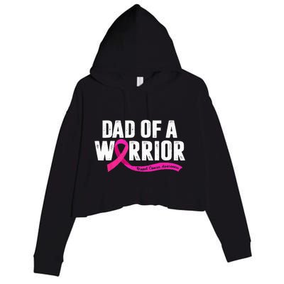 Dad Of A Warrior Breast Cancer Fighter Awareness Pink Ribbon Crop Fleece Hoodie