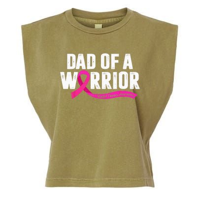 Dad Of A Warrior Breast Cancer Fighter Awareness Pink Ribbon Garment-Dyed Women's Muscle Tee