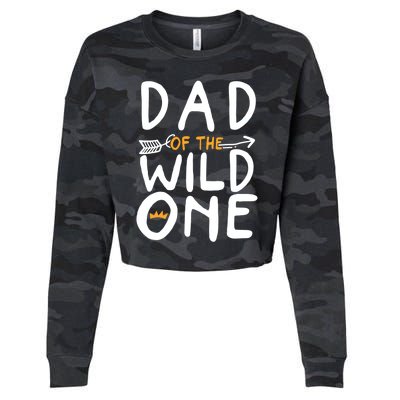 Dad Of A Wild One Funny 1st Birthday First Family Party Funny Gift Cropped Pullover Crew