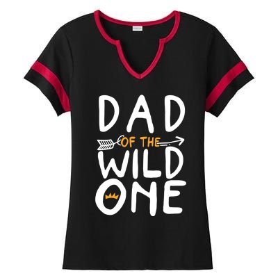 Dad Of A Wild One Funny 1st Birthday First Family Party Funny Gift Ladies Halftime Notch Neck Tee