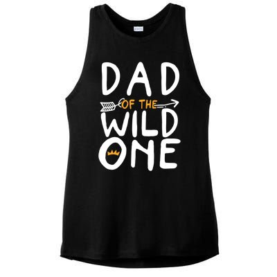 Dad Of A Wild One Funny 1st Birthday First Family Party Funny Gift Ladies PosiCharge Tri-Blend Wicking Tank