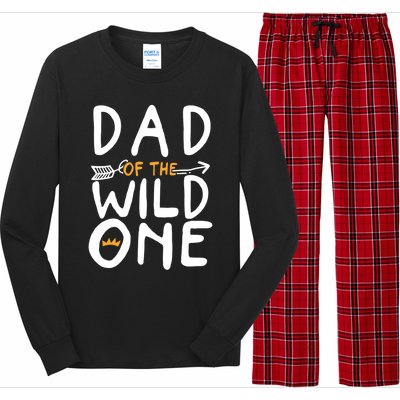 Dad Of A Wild One Funny 1st Birthday First Family Party Funny Gift Long Sleeve Pajama Set