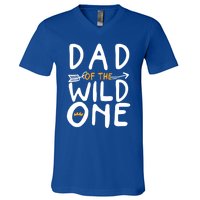 Dad Of A Wild One Funny 1st Birthday First Family Party Funny Gift V-Neck T-Shirt