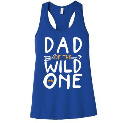 Dad Of A Wild One Funny 1st Birthday First Family Party Funny Gift Women's Racerback Tank