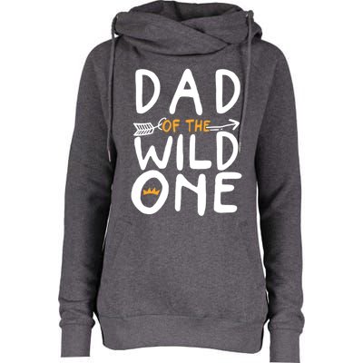 Dad Of A Wild One Funny 1st Birthday First Family Party Funny Gift Womens Funnel Neck Pullover Hood