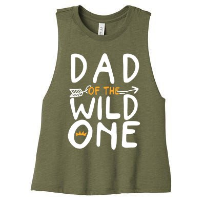 Dad Of A Wild One Funny 1st Birthday First Family Party Funny Gift Women's Racerback Cropped Tank