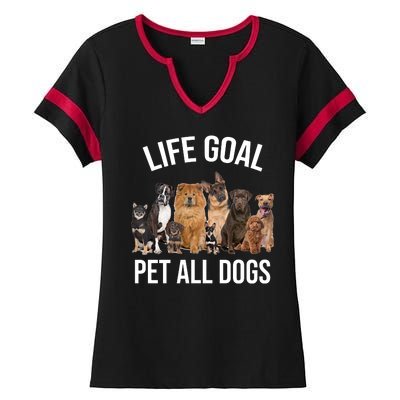 Dogs Of All Kinds Life Goal Pet All Dogs Funny Ladies Halftime Notch Neck Tee