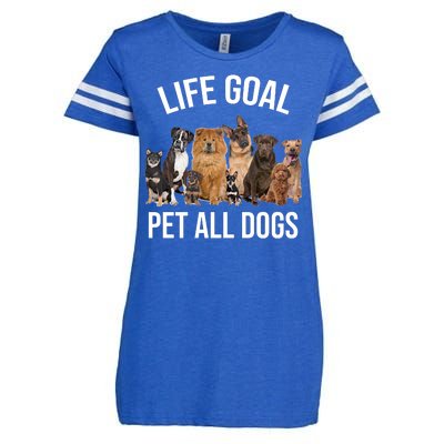 Dogs Of All Kinds Life Goal Pet All Dogs Funny Enza Ladies Jersey Football T-Shirt