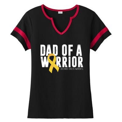 Dad Of A Warrior Childhood Cancer Awareness Ladies Halftime Notch Neck Tee