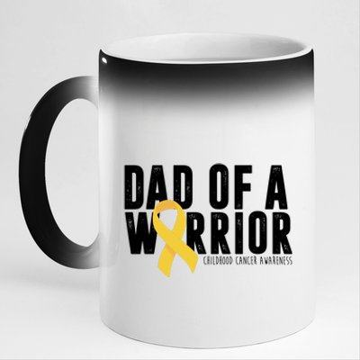 Dad Of A Warrior Childhood Cancer Awareness 11oz Black Color Changing Mug