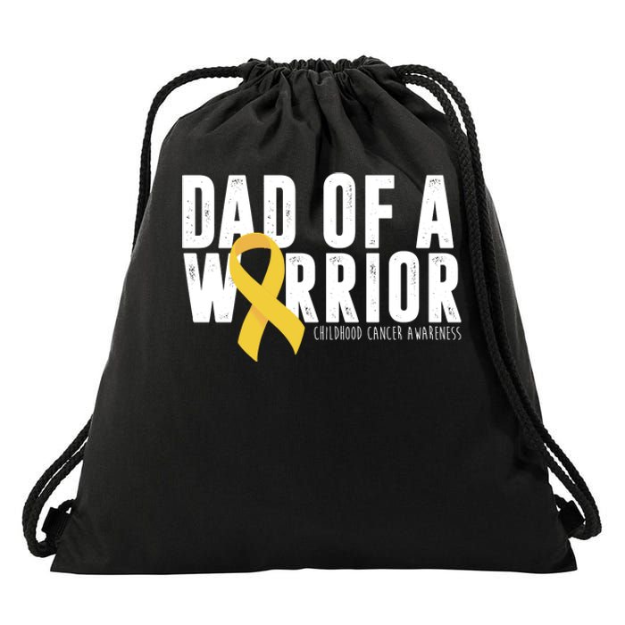 Dad Of A Warrior Childhood Cancer Awareness Drawstring Bag